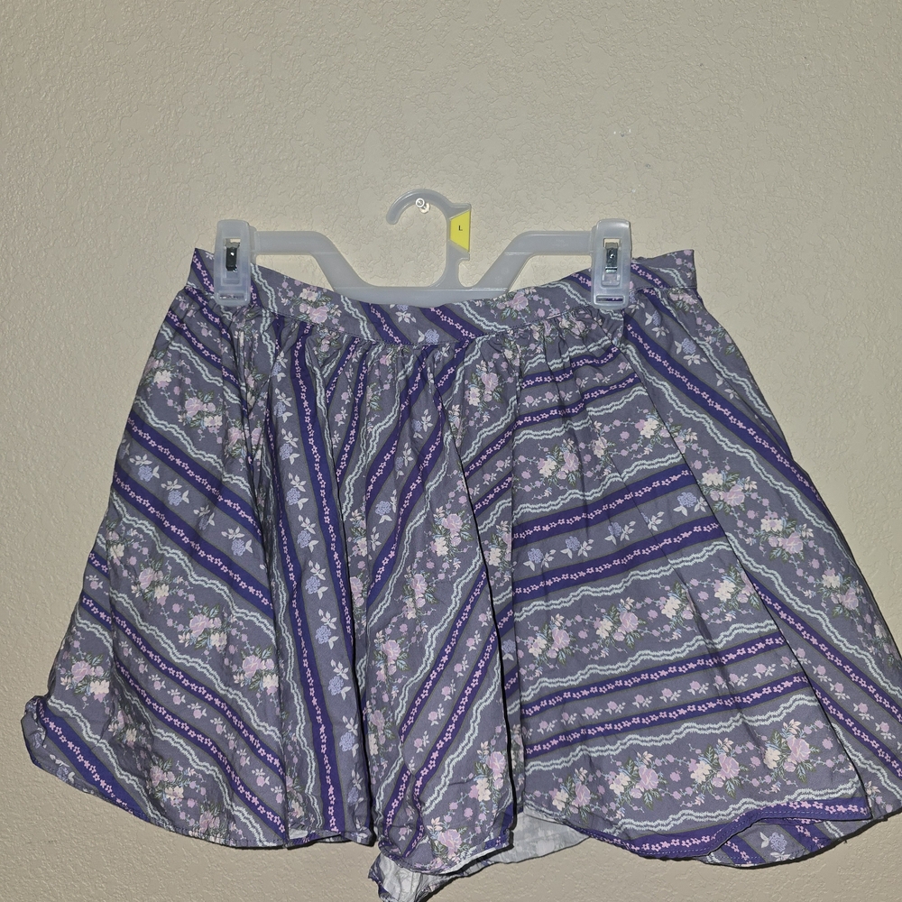 Free People Purple Floral Skater Skirt